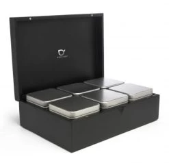 Bredemeijer Theedoos Met 6 Blikjes Bamboe Zwart -Koffie Drank Winkel 184009 1