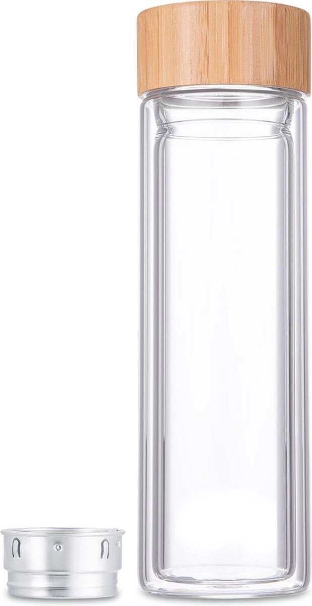 Oldenhof Drinkfles Dubbelwandig Met Theefilter 400 Ml Glas 1 Oldenhof Drinkfles Dubbelwandig Met Theefilter 400 Ml Glas