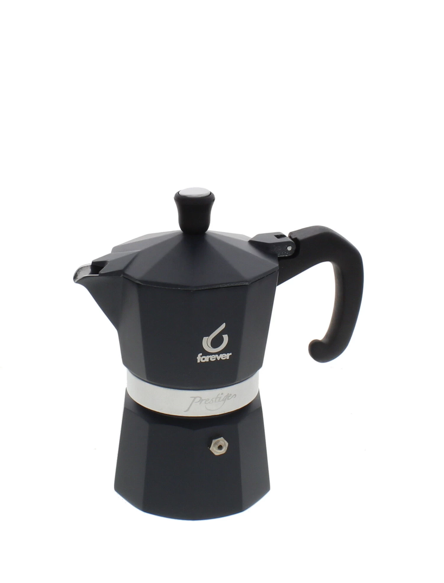 Forever Prestige Noblesse Mokapot 3-kops Aluminium Zwart 1 Forever Prestige Noblesse Mokapot 3-kops Aluminium Zwart