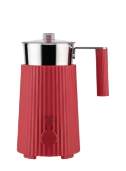 Alessi Plissé Elektrische Melkopschuimer 350 Ml Rvs Rood