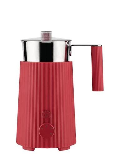 Alessi Plissé Elektrische Melkopschuimer 350 Ml Rvs Rood 1 Alessi Plissé Elektrische Melkopschuimer 350 Ml Rvs Rood