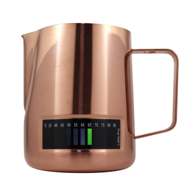 Latte Pro Melkkan Met Temperatuurindicatie 600 Ml Koperkleurig 1 Latte Pro Melkkan Met Temperatuurindicatie 600 Ml Koperkleurig